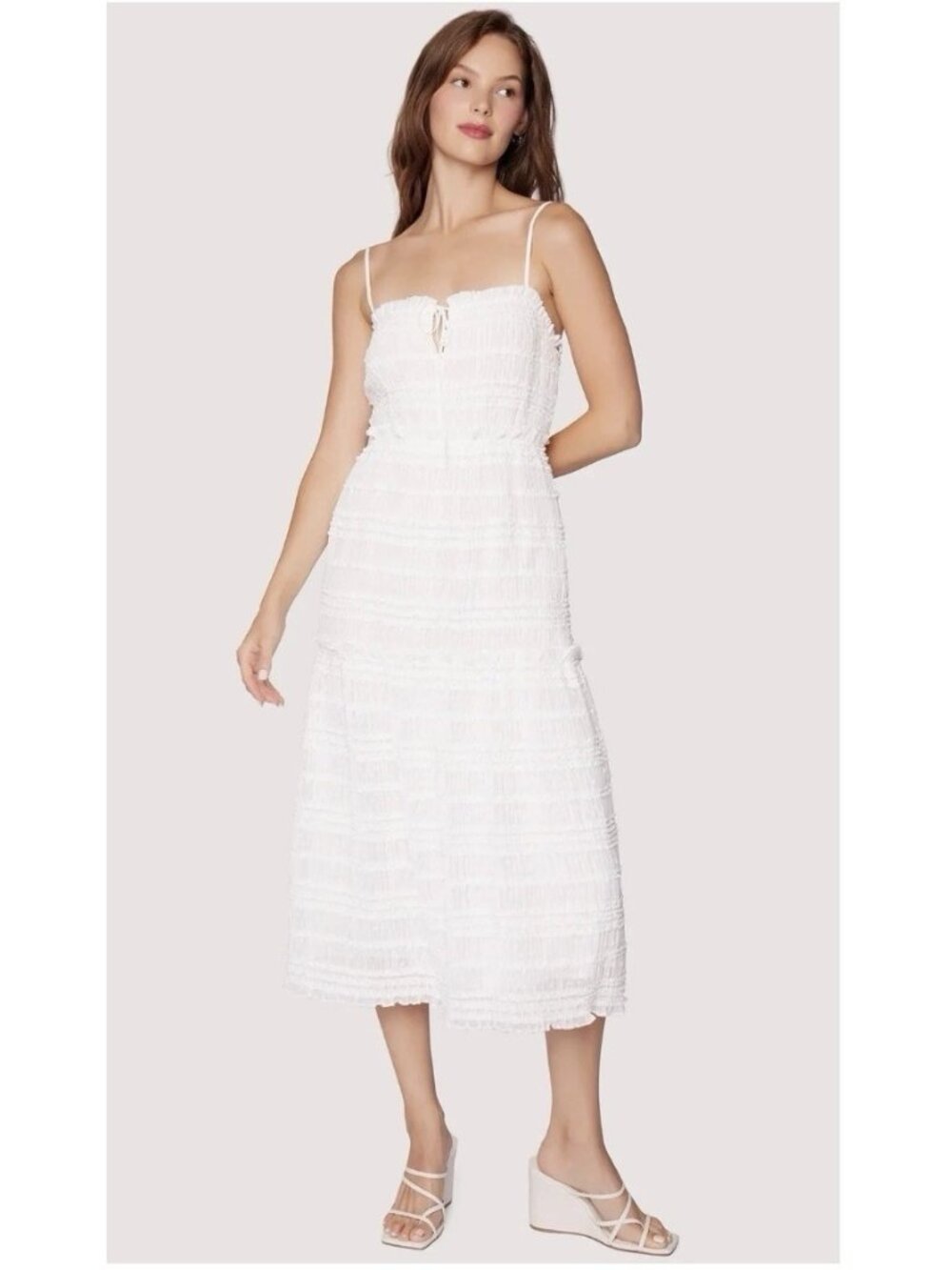 Lost + Wander Calla Lily White Tiered Midi Dress Size Medium Feminine Romantic
